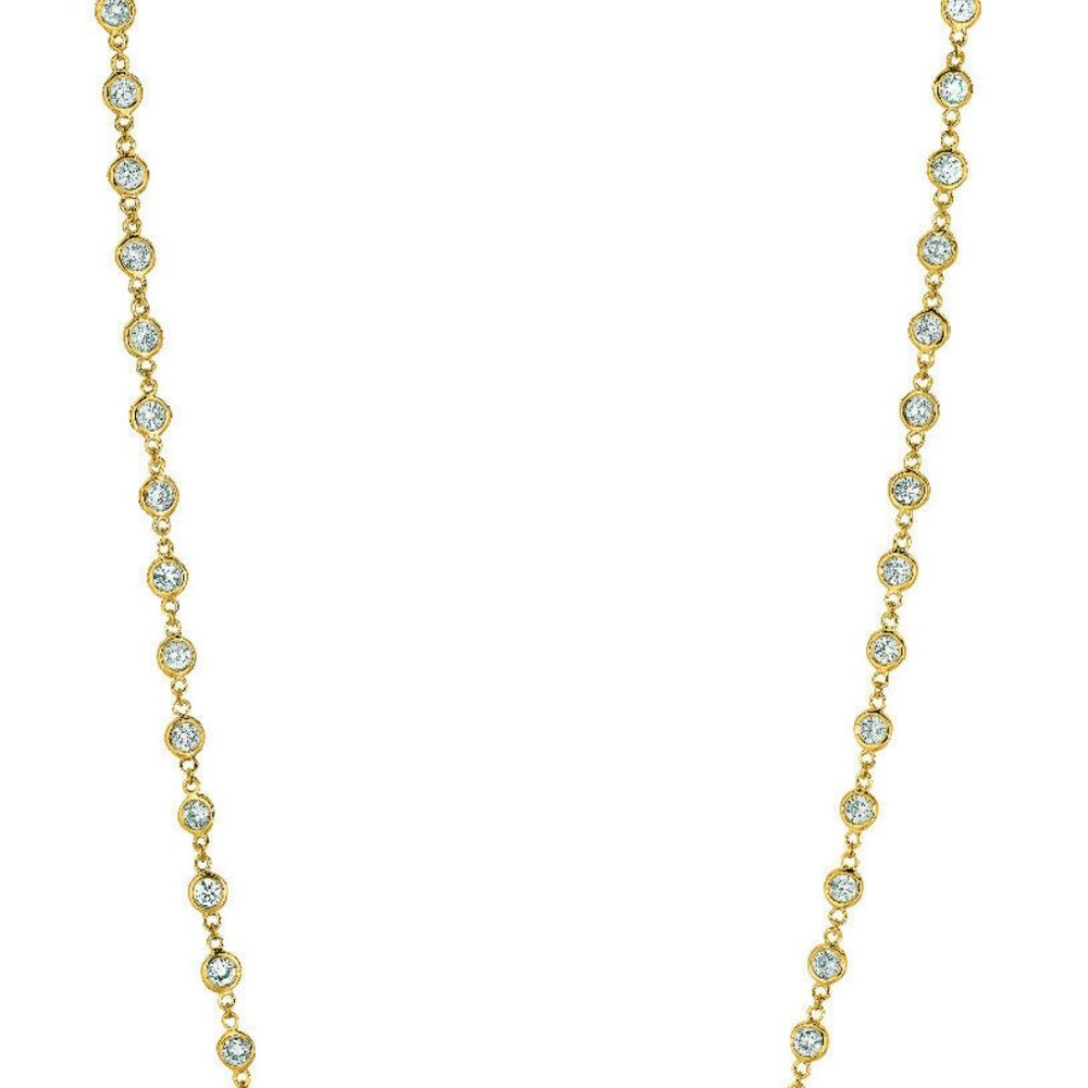 1.51 Carat Diamond by the Yard Necklace G SI 14K Yellow Gold 17 inches 67 stones
